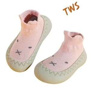 Cute Bunny Baby Toddler Indoor Gripper Shoes Slip On Soft Sole Pink